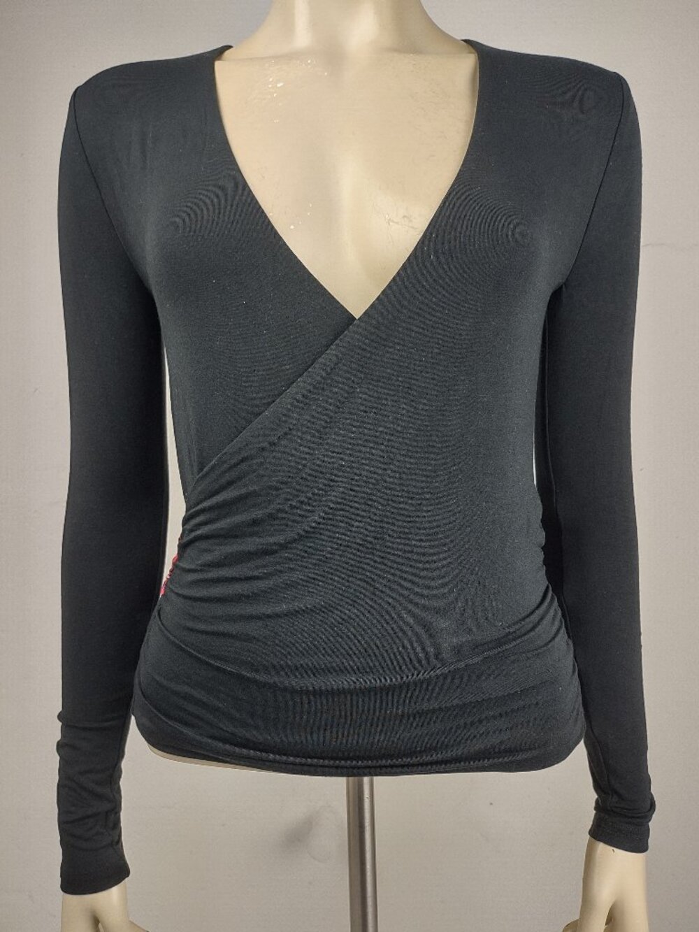 NWT J. Crew black faux wrap V-Neck blouse top tie bow sash ladies XXS 2XS